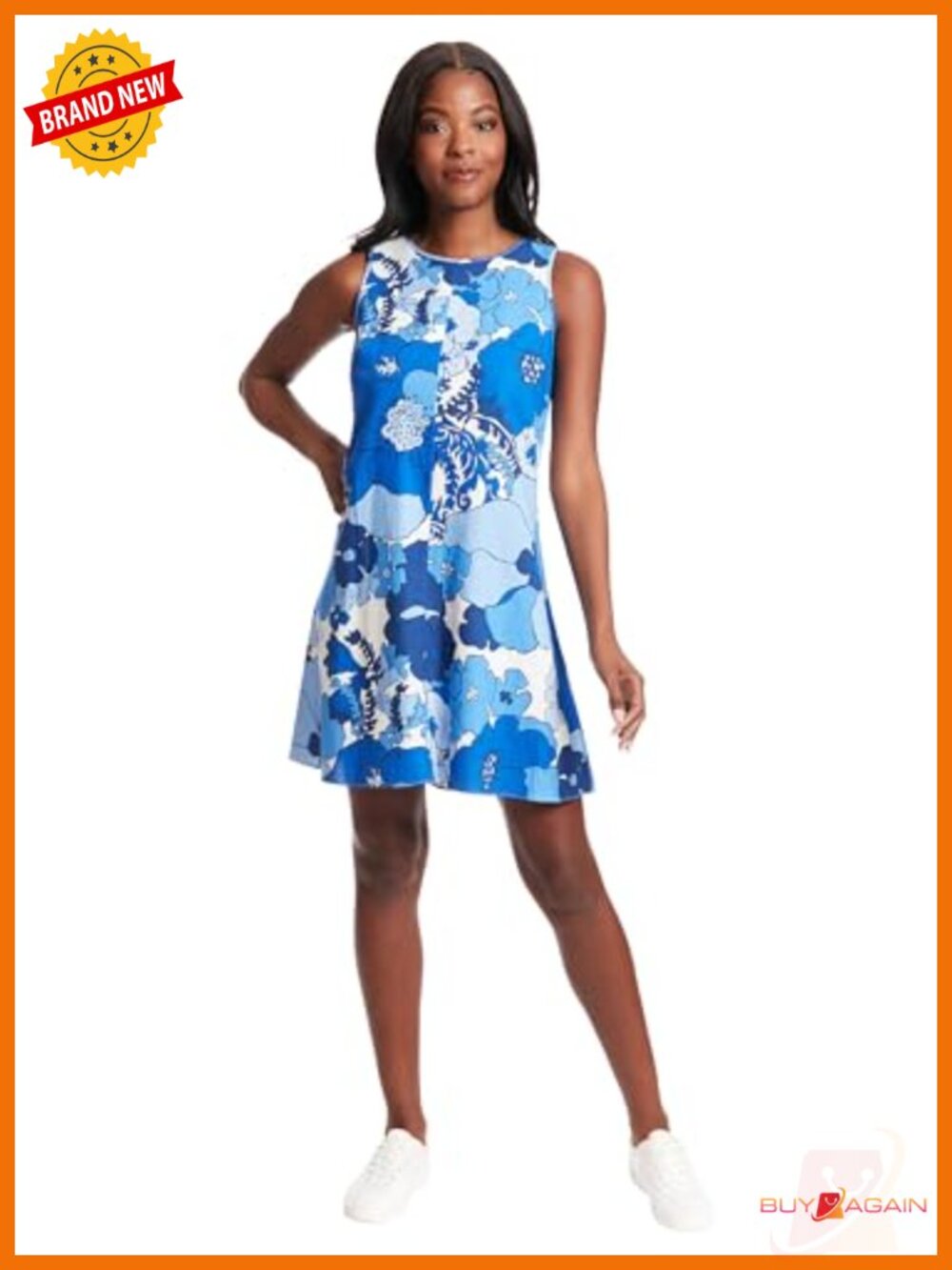 Linen Rayon Blend Shift Dress with Keyhole Back